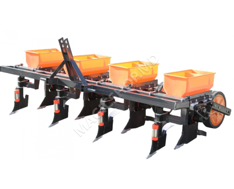 Semănătoare 4 rânduri pentru minitractor, cu distribuitor de îngrășăminte